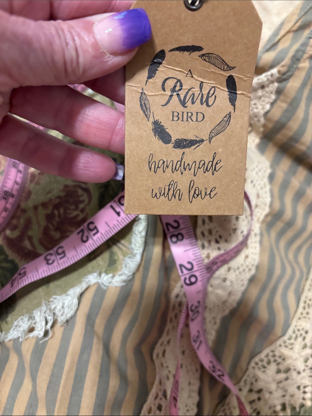 Boho Floral Lace Trim'  Vest : Overlay in Olive Green and Tan - Picture 8 of 8